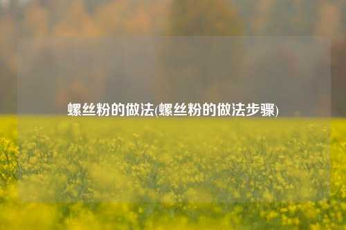 螺丝粉的做法(螺丝粉的做法步骤)